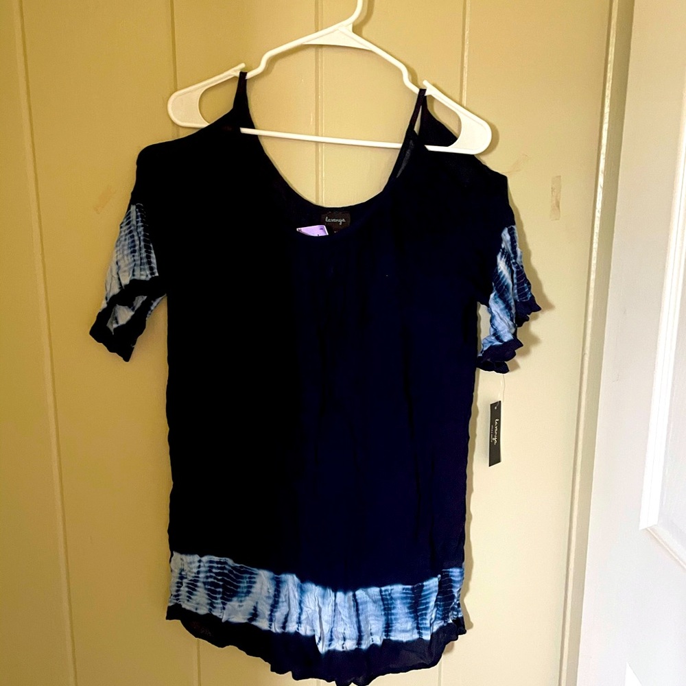 Blue blouse with tie dyed sleeves & bottom